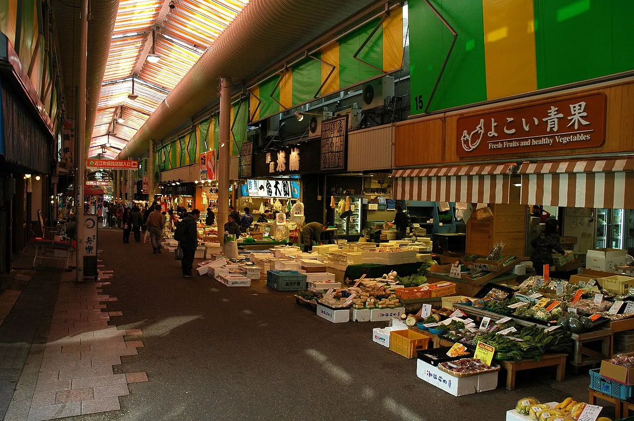 Stalls inside Omicho Market, Kanazawa
