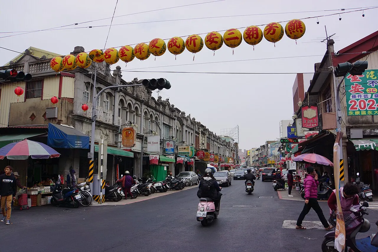 Xinhua Old Street decorated with lanterns, Tainan