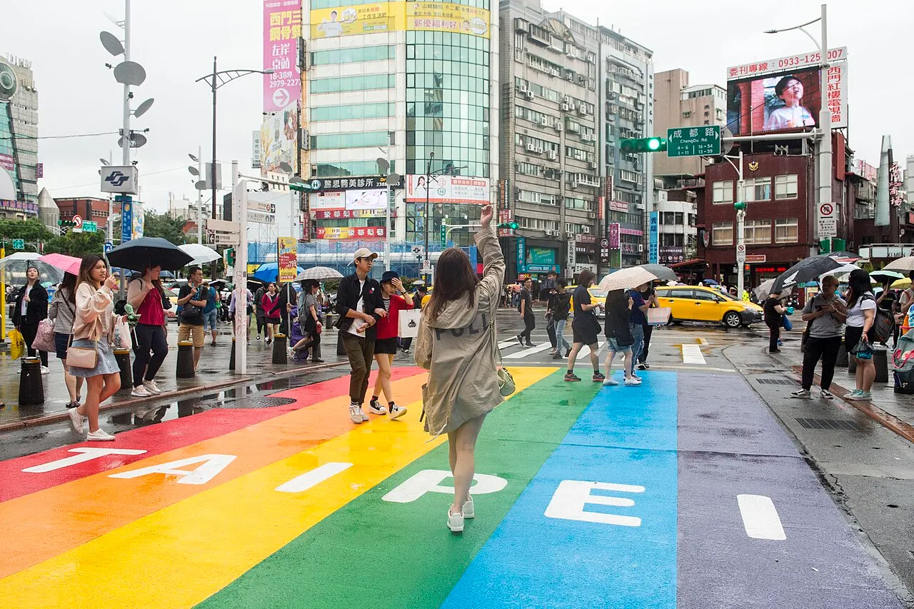 The rainbow crossing in Ximending, Taipei