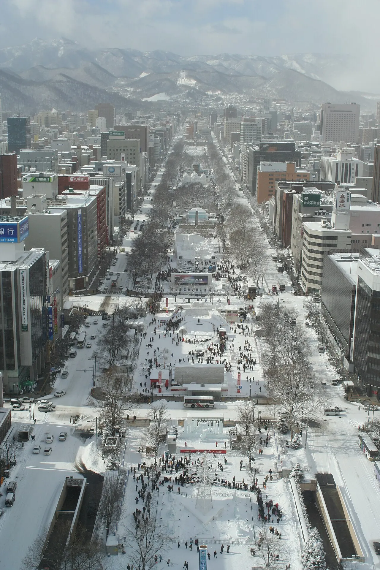 Snow sculptures along Odori Park during the Sapporo Snow Festival