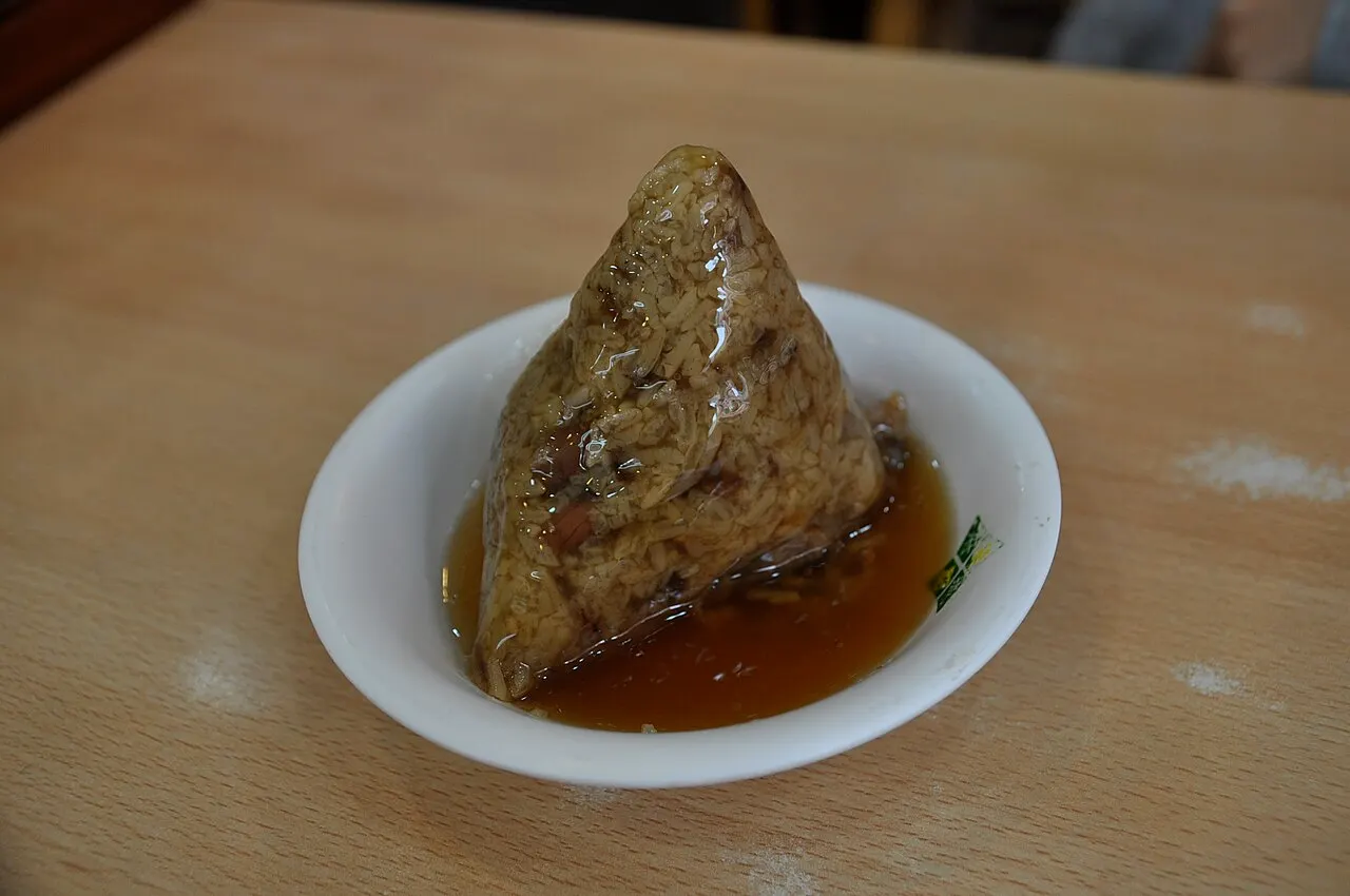 A zongzi (sticky rice dumpling) from a Taipei shop