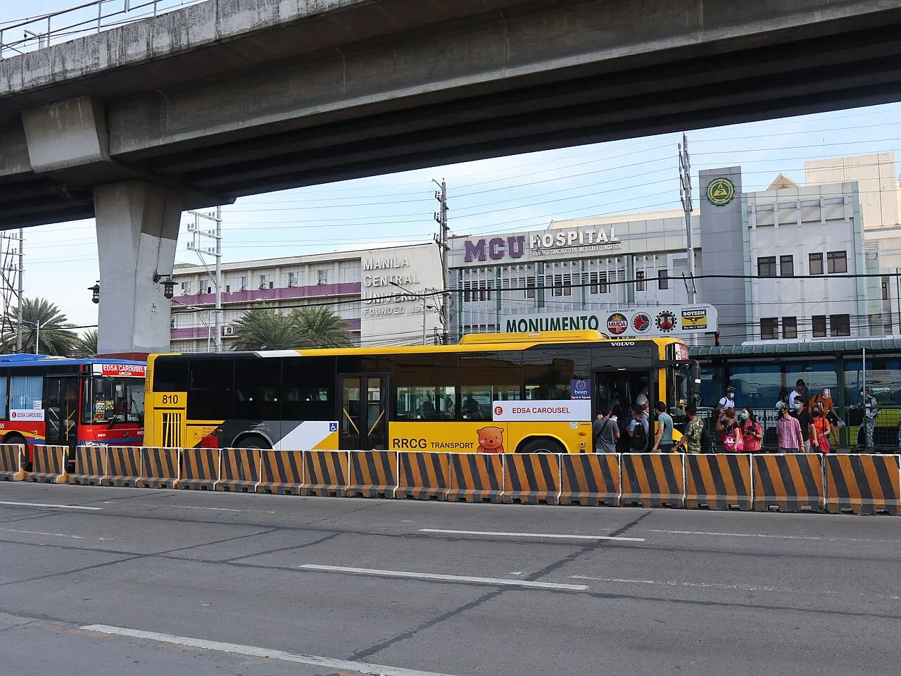 EDSA Carousel buses at Monumento, Metro Manila