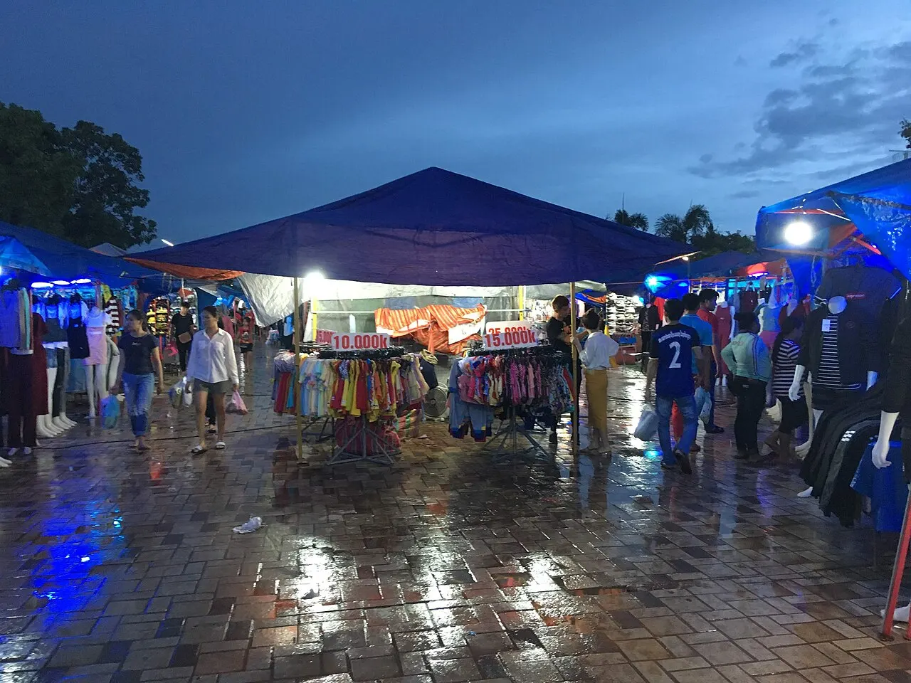 Stalls at the Vientiane Night Market by the Mekong