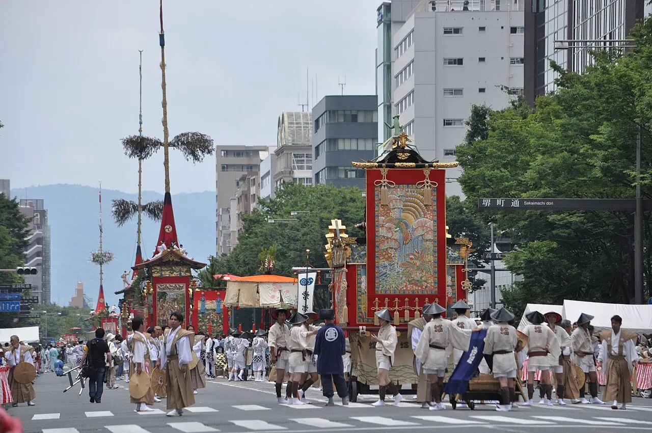 Yamaboko floats in the Gion Matsuri procession, Kyoto