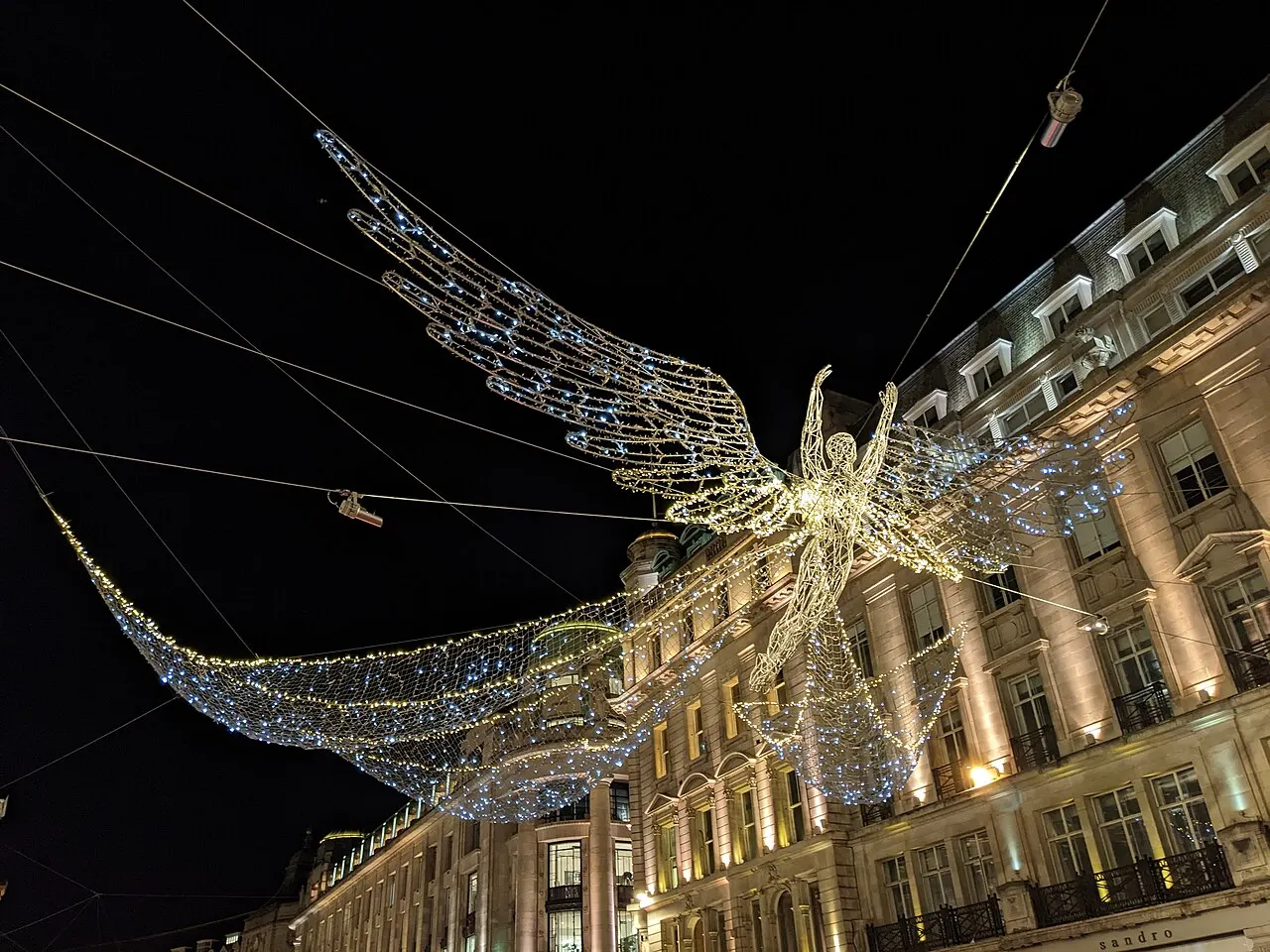 Angel Christmas lights over Regent Street, London