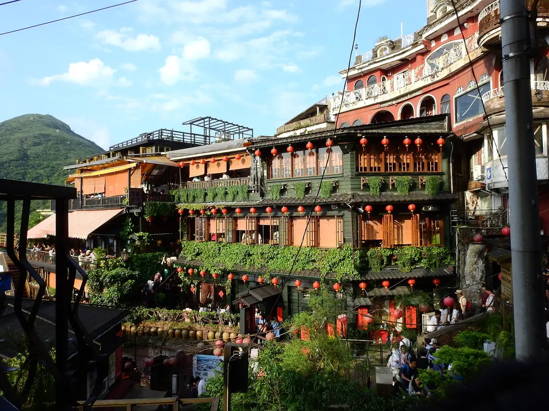 A-Mei Tea House with red lanterns in Jiufen, Taiwan