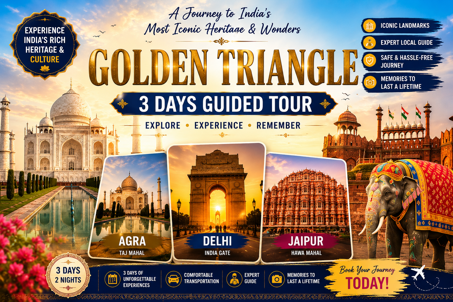 Golden Triangle 3 Days Guided Private Tour
