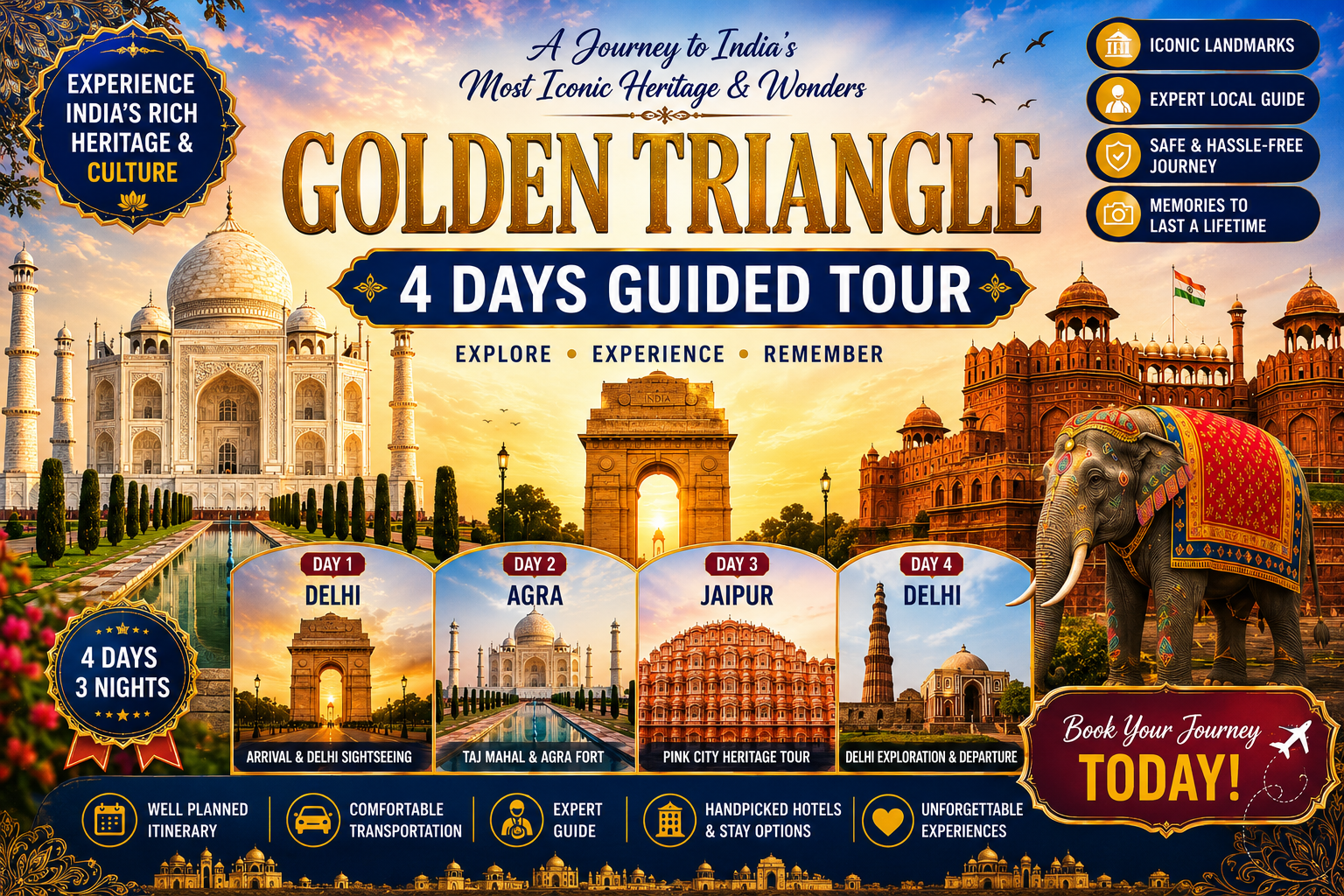 Golden Triangle 4 Days Guided Private Tour